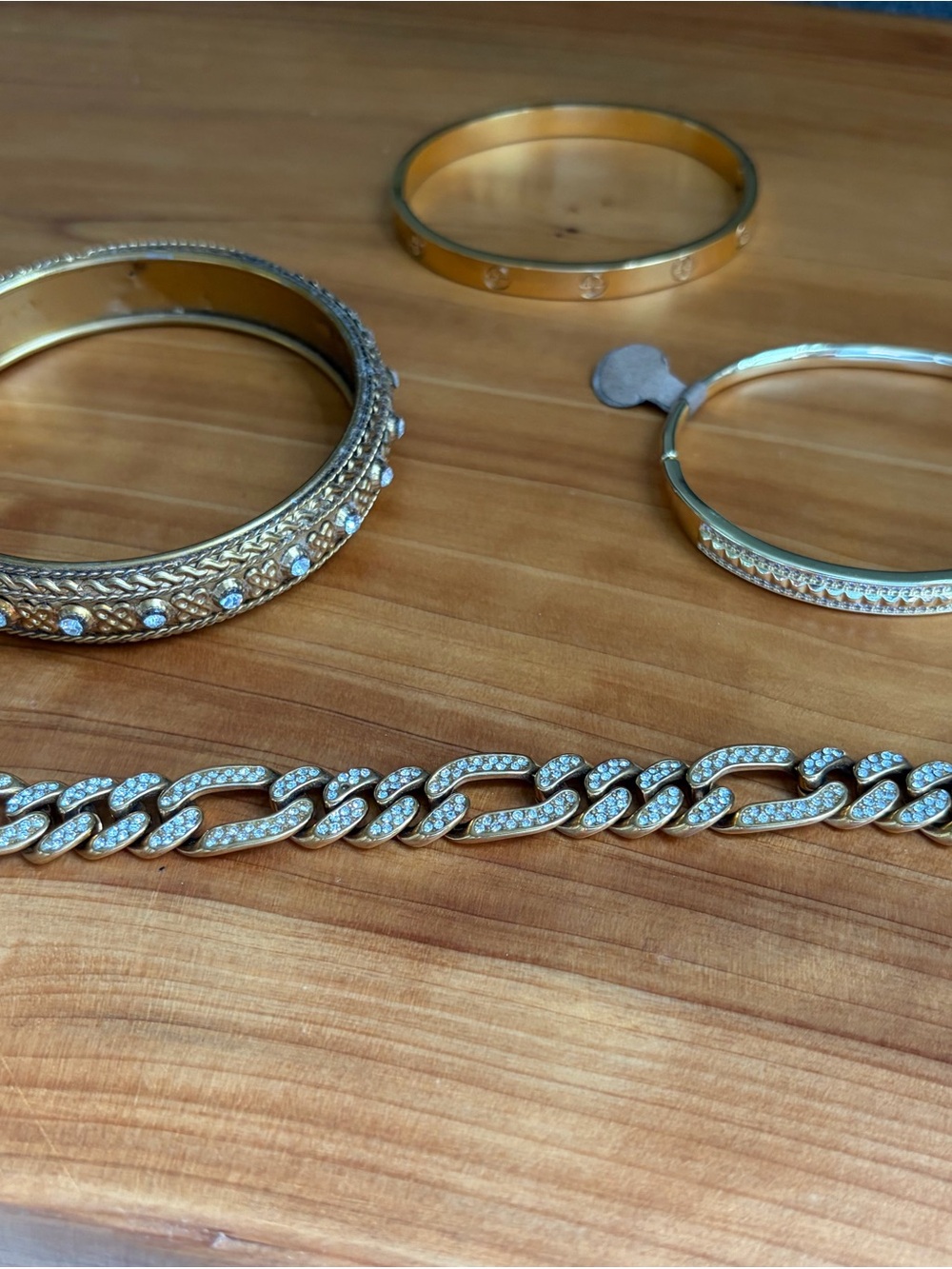 Gold-Tone Crystal Pave Bracelet Set